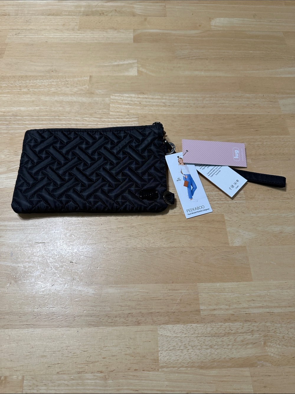 lug Black Quilted Peekaboo Wristlet Pouch